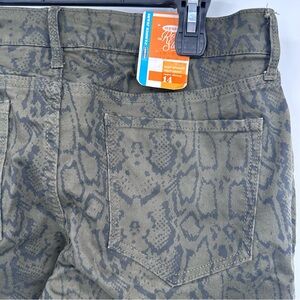 New Old Navy Green Snake Skin Rock Star Super Skinny Size 14 NL0029